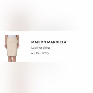 NWOT Maison Martin Margiela 1 Pencil Genuine Leather Midi Skirt Ivory Size 4